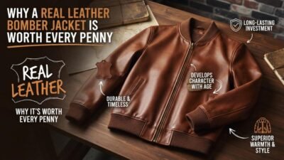 Real Leather Bomber Jacket
