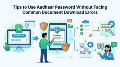 Person entering Aadhaar password to securely download documents on UIDAI portal