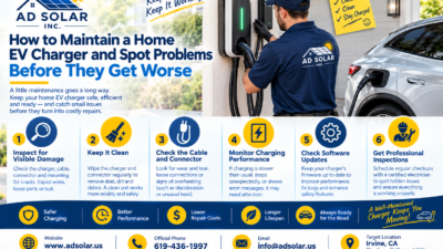Home EV charger mounted securely with organized cable storage